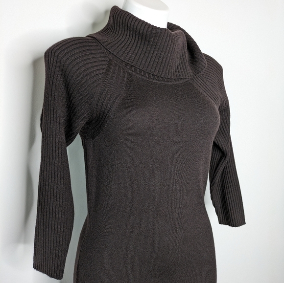 Antonio Melani dark brown/purple 100% wool 3/4 sleeve cowl neck dress S - Picture 4 of 8